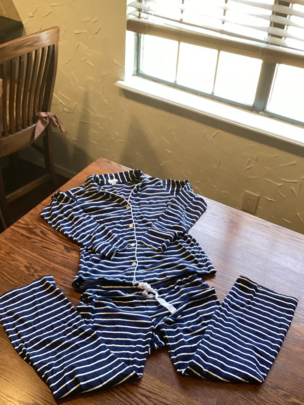 Jcrew Women’s Navy Blue & White Stripe Pajama Set